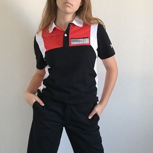 Porsche Design Black Red White Colorblock Polo